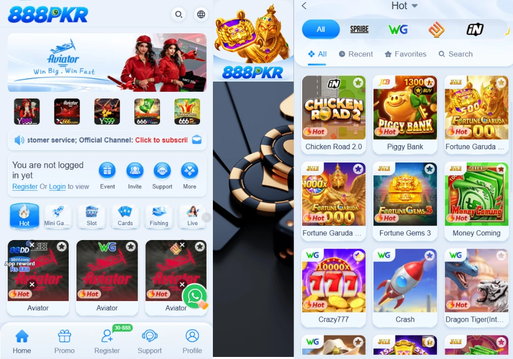 888PKR Game home page showing gaming categories and navigation