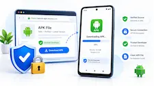 Android smartphone downloading an APK from a trusted and verified source