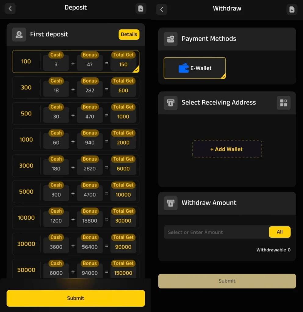 JZ92 Game deposit and withdrawal interface